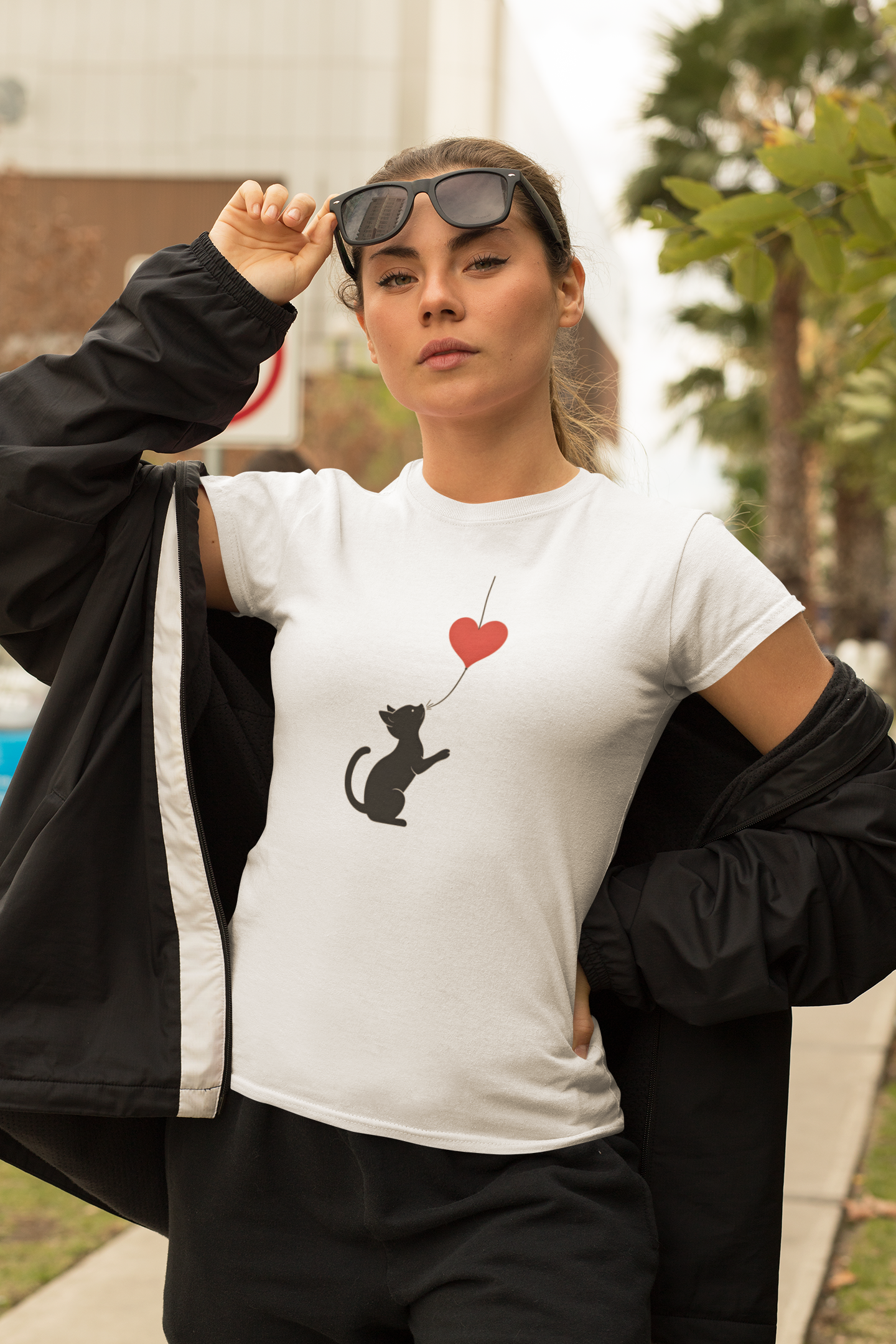 My heart is with my cat Women's T-shirt