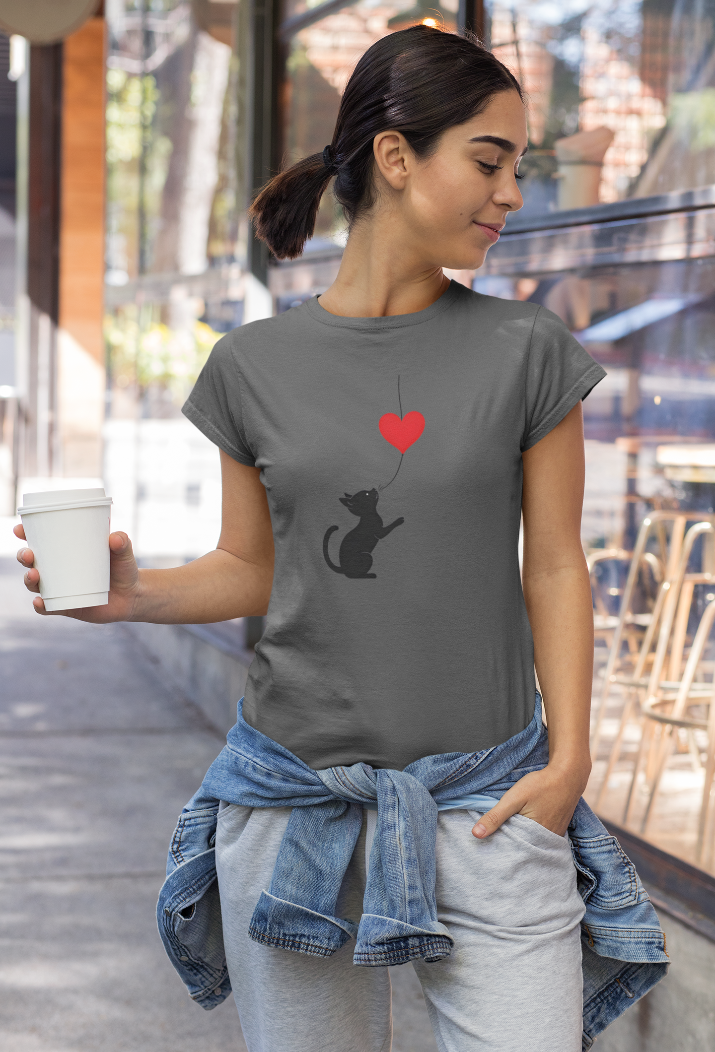 My heart is with my cat Women's T-shirt