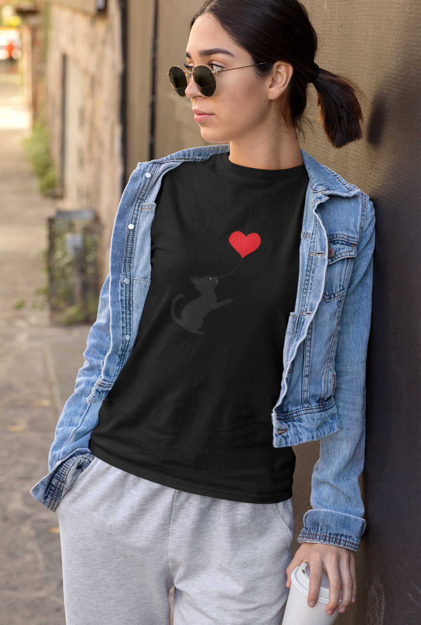 My heart is with my cat Women's T-shirt