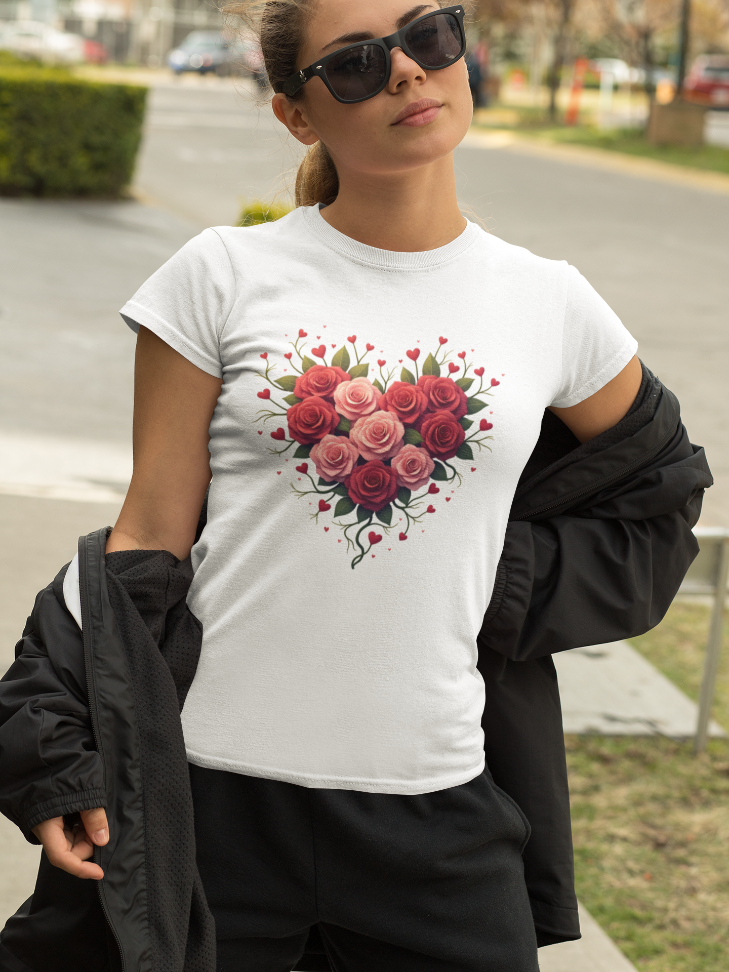 Roses and Leaves makes Heart Women's T-shirt