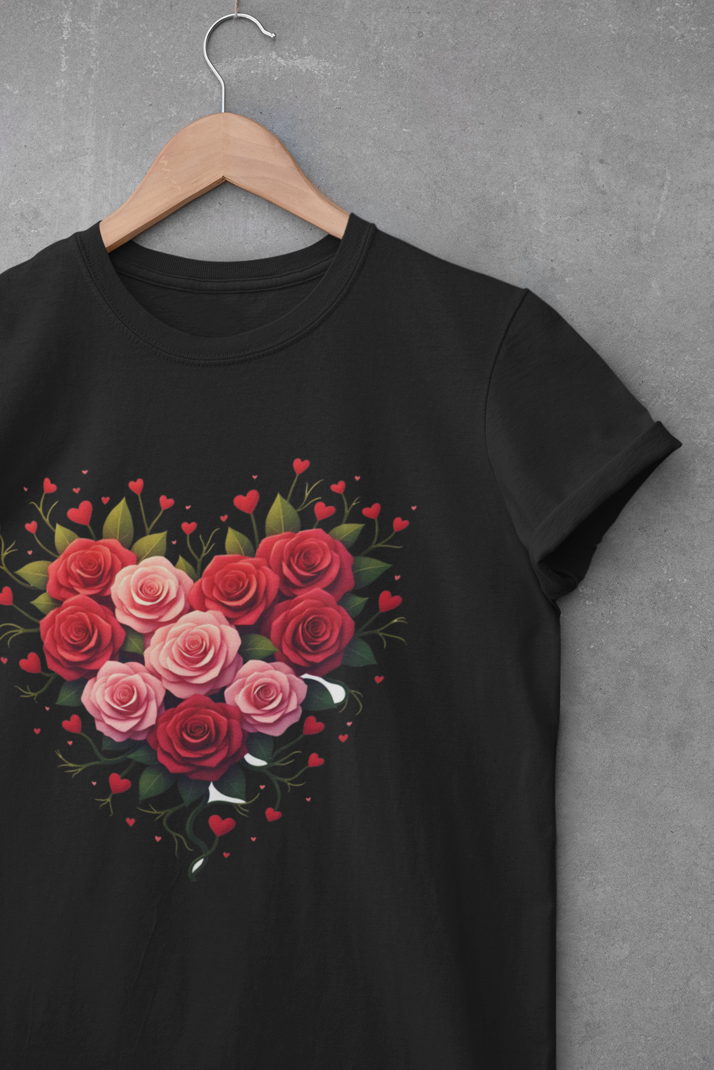 Roses and Leaves makes Heart Women's T-shirt