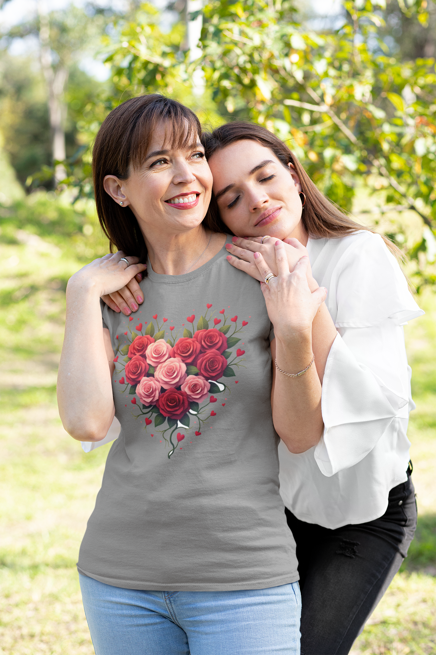 Roses and Leaves makes Heart Women's T-shirt