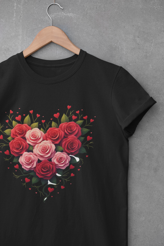 Roses and Leaves makes Heart Women's T-shirt